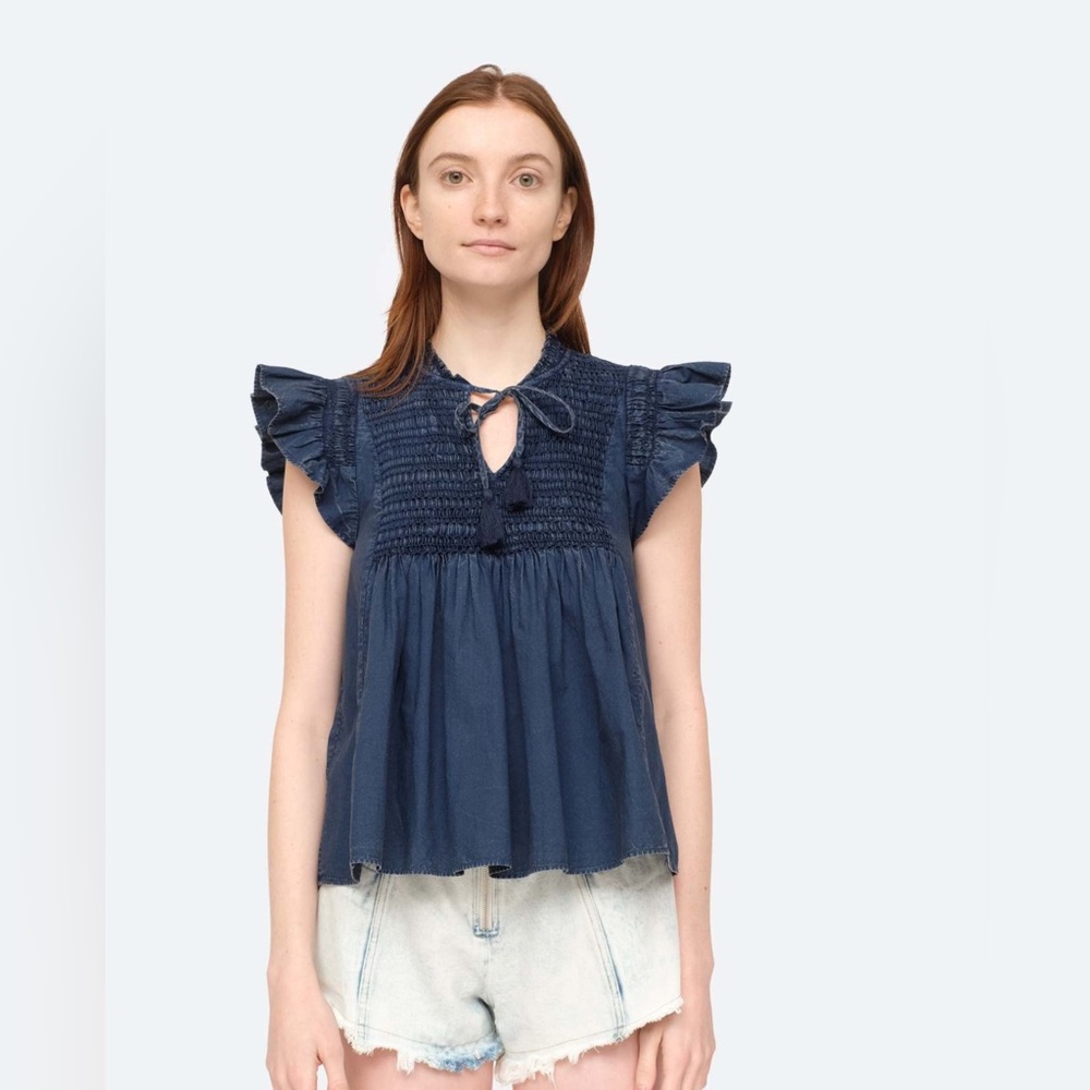 SEA NEW YORK
SIMONA FLUTTER TOP - BLUE